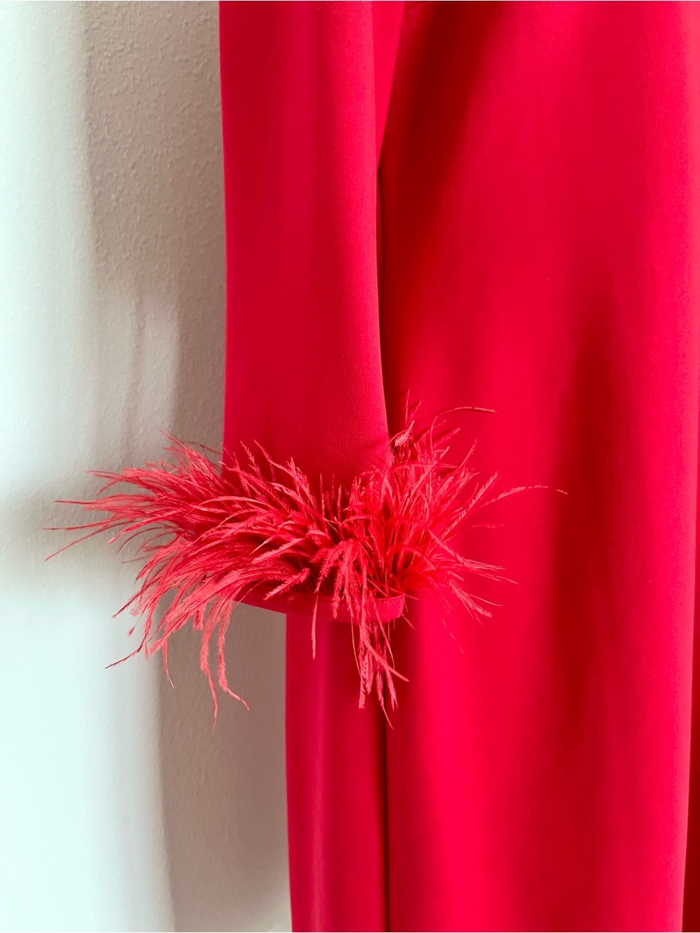 Jude Connally Franca Red Feather Cuff Long Sleeve Dress XL NWT Made in USA - Picture 4 of 13